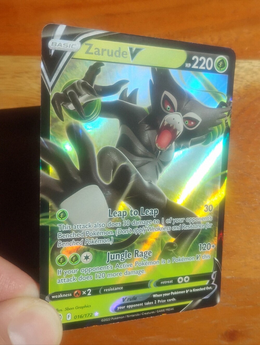 Near Mint 2022 Holo Ultra Rare Zarude V 016/172 Brilliant Stars Pokemon Card